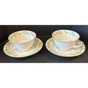Heinrich Selb Bavaria Germany Gold‎ Trim Pink Flowers Teacup Tea Cup Saucer 2